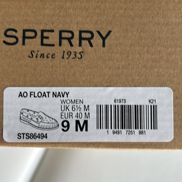 NWT, Sperry Top slider navy deck shoes:  AO Float, size 9 - Picture 7 of 8